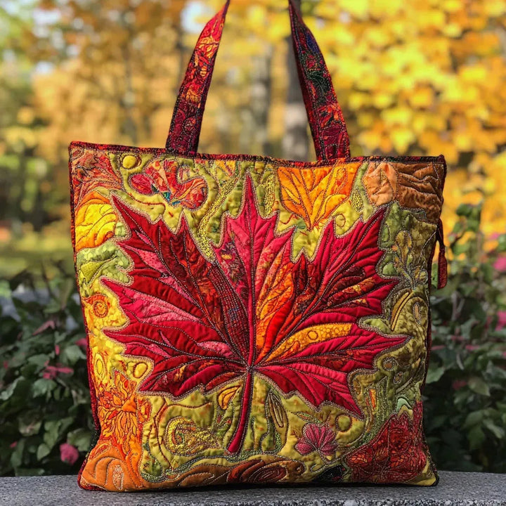 Quilted Tote Bag - Ahorn ved Solnedgang