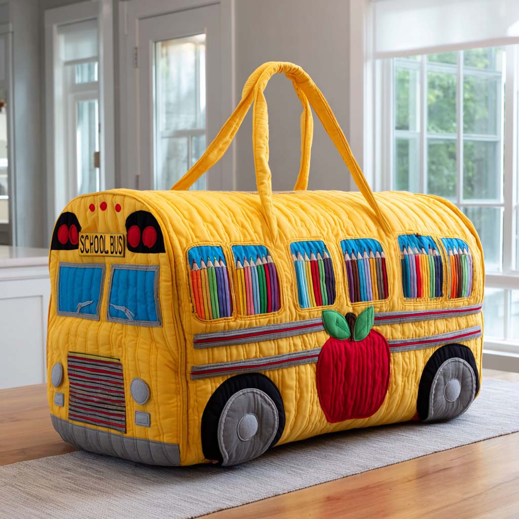 Skolebus Quiltet Duffle Bag