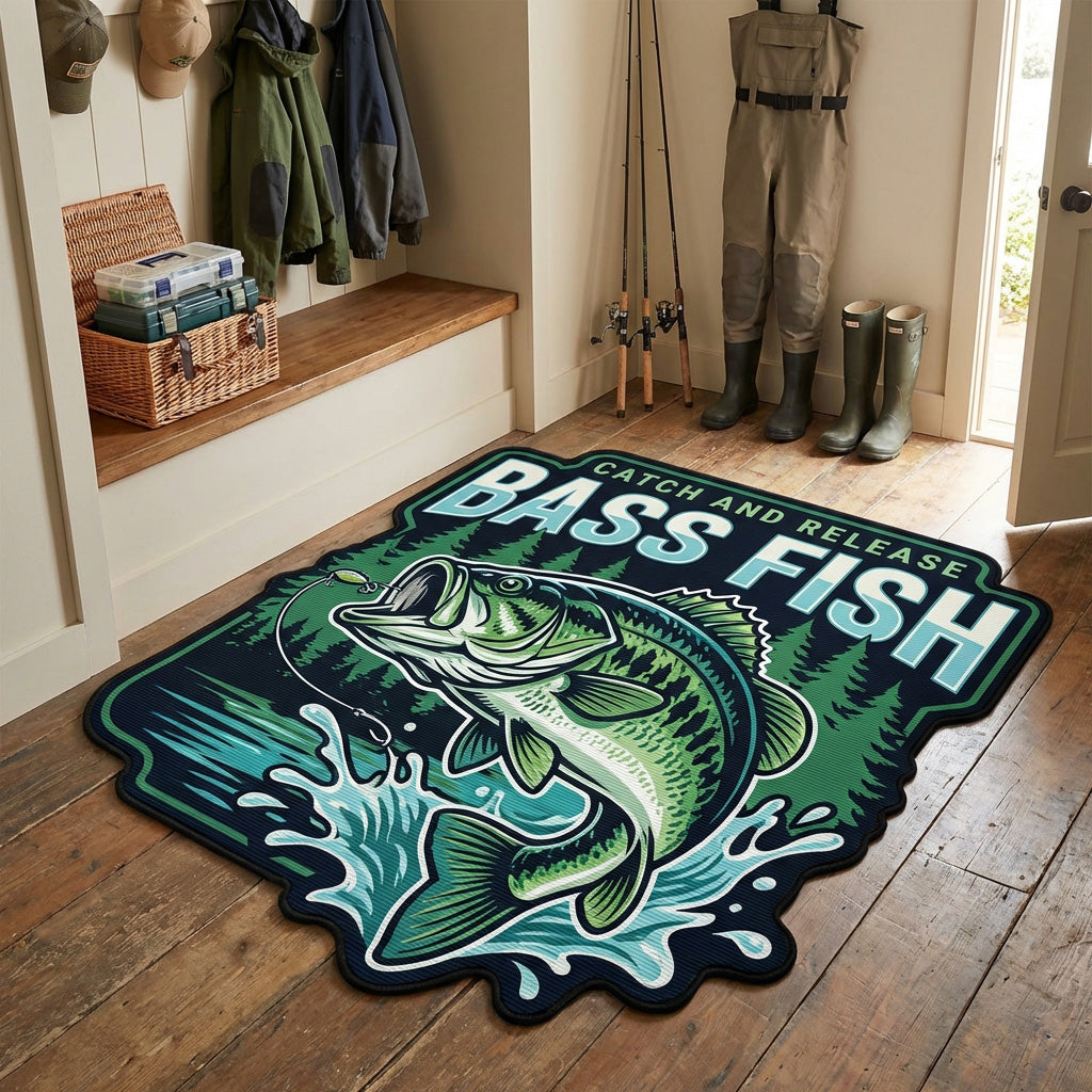 Bass Splash Custom Shape Area Rug