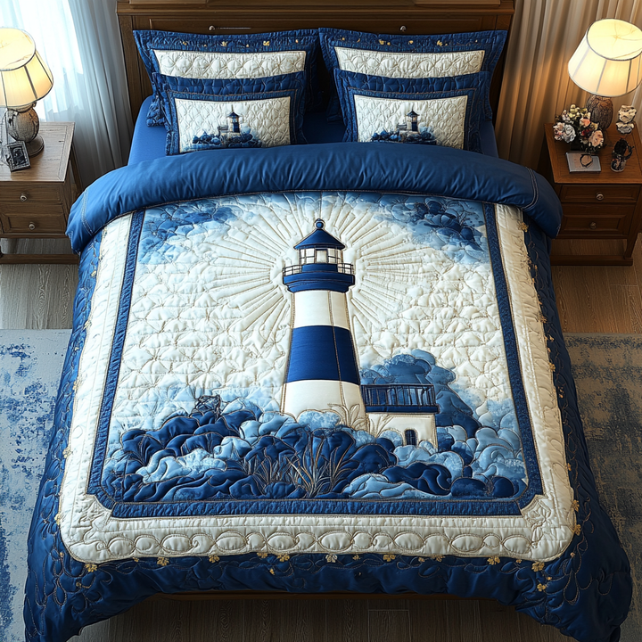 Lighthouse 3-delt quiltet sengetøjssæt