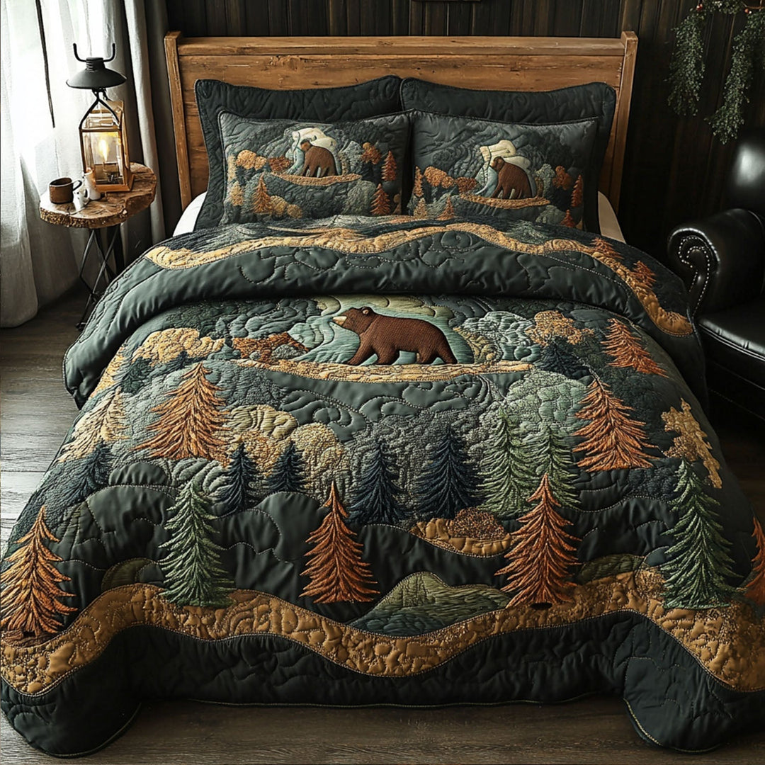 Bear Country Dreams 3-delt quiltet sengetøjssæt