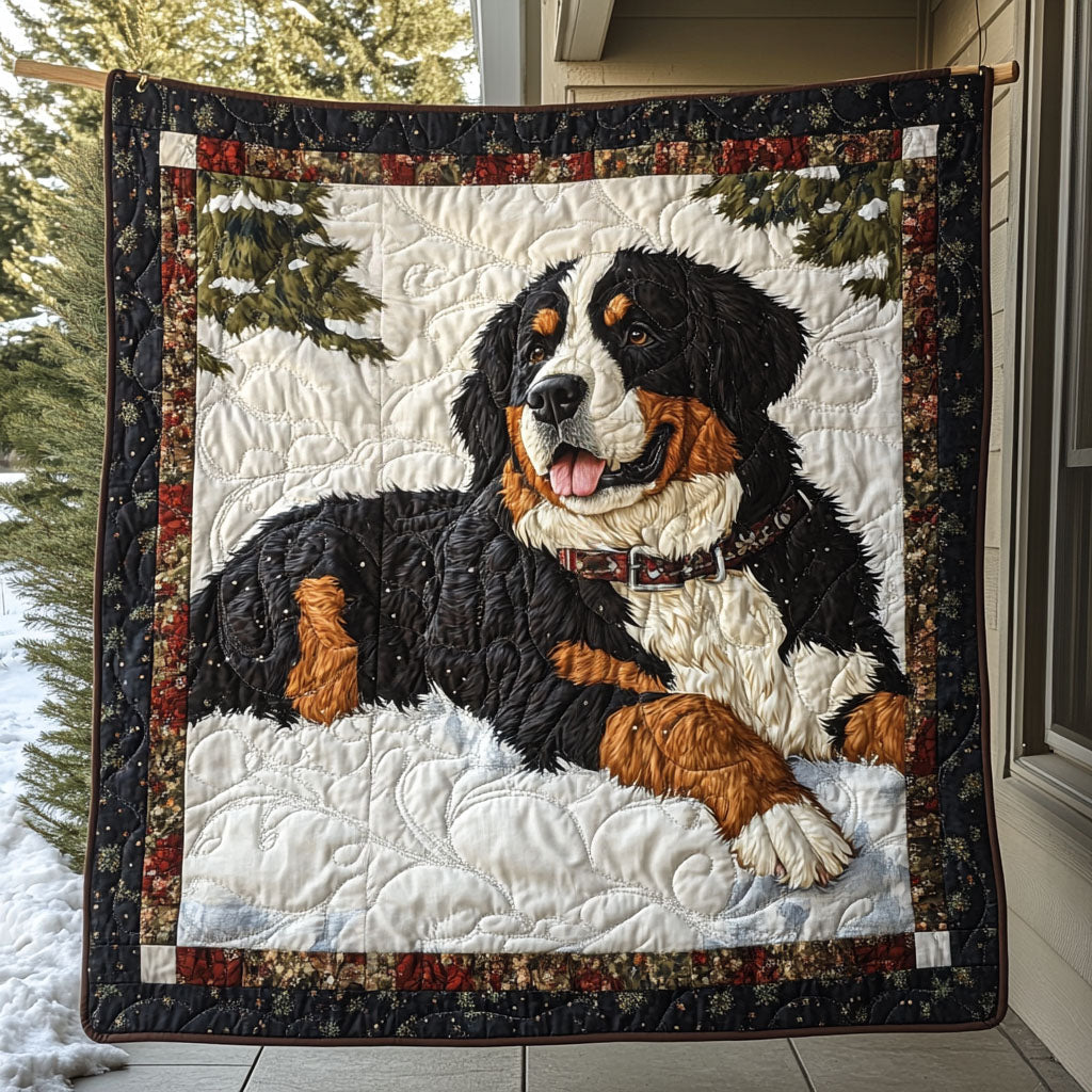Bernese Mountain Path Quilted Blanket
