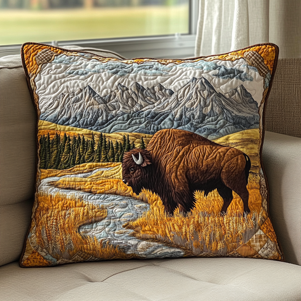 Bison Trail Quilted Bedding Pillow Case