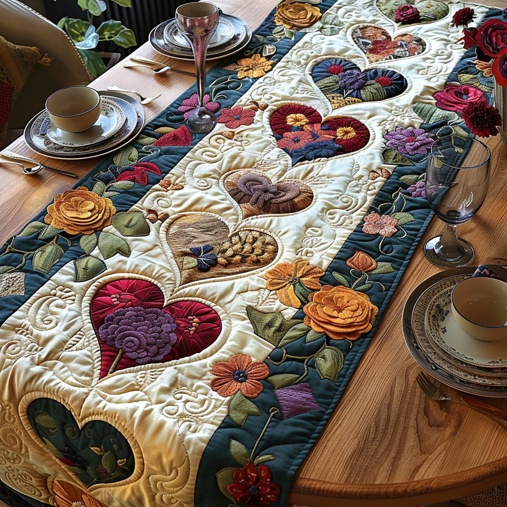 Hjerter Quilted Table Runner