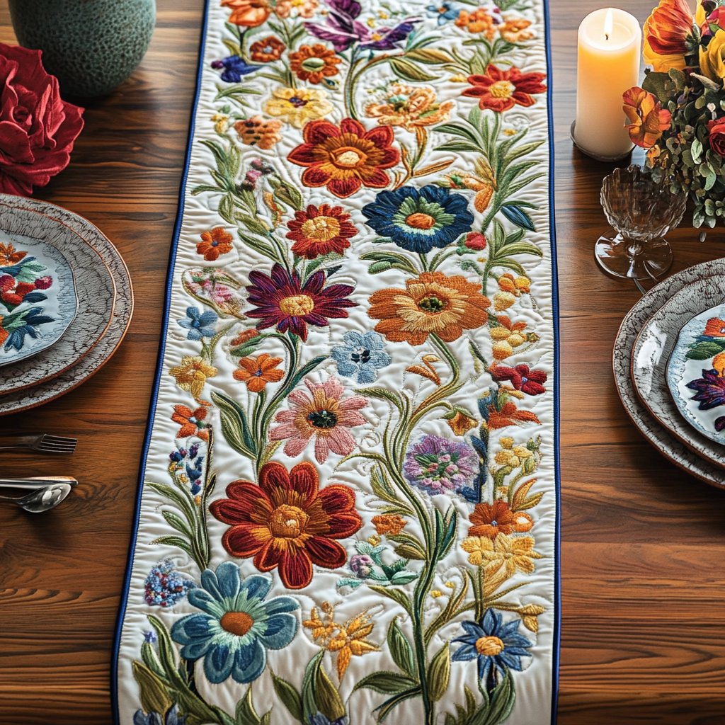 Blomstrende Skønhed Quilted Bordløber