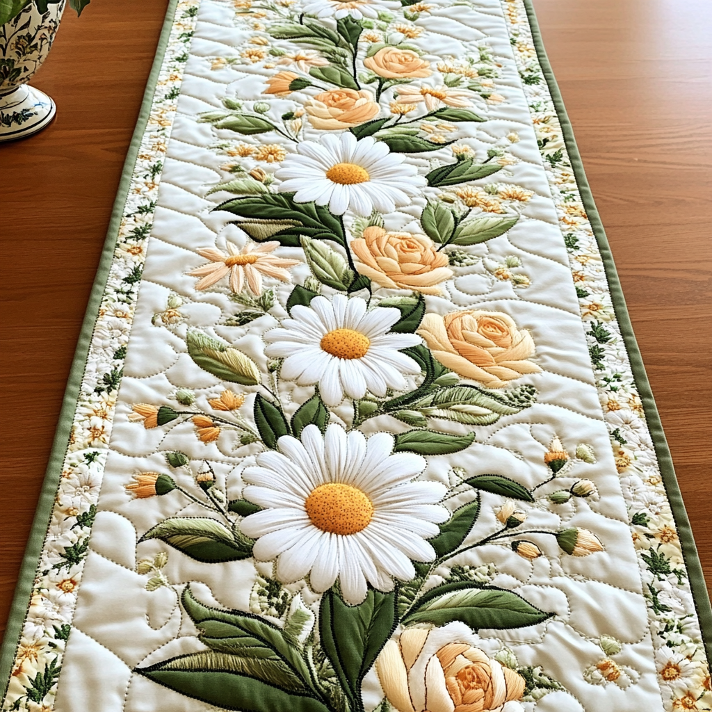 Blomstrende Skønhed Quiltet Bordløber