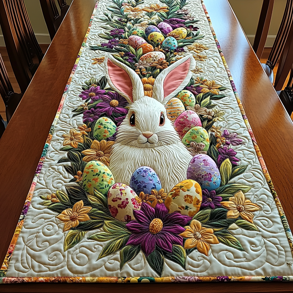 Blomstrende Kanin Quilted Bordløber