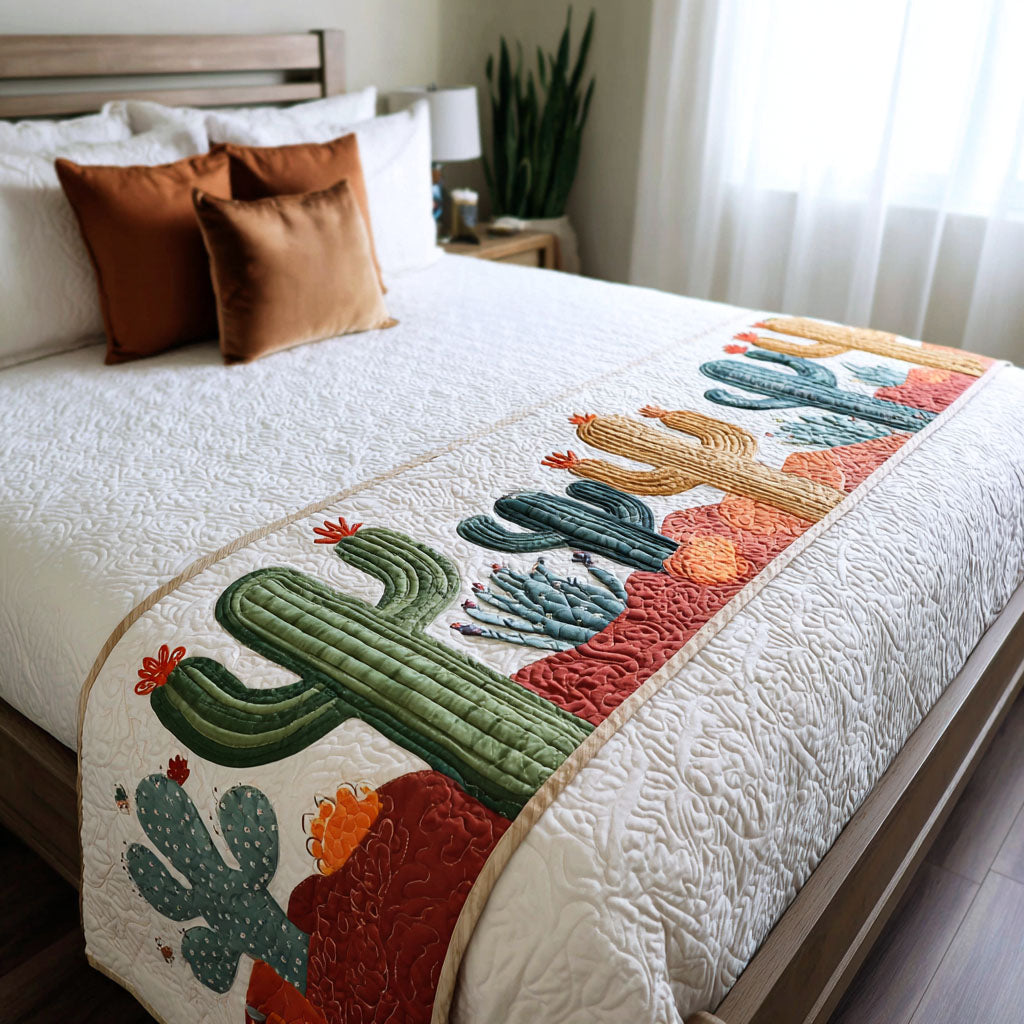 Blomstrende Ørkensti Quilted Bed Runner