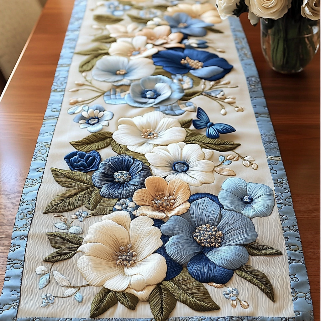 Blomstrende Elegance Quilted Bordløber