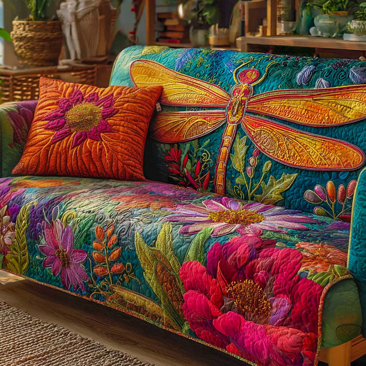 Dragonfly Quilted Sofa Cover