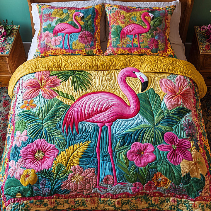 Flamingo Quiltet Sengetøj Sæt