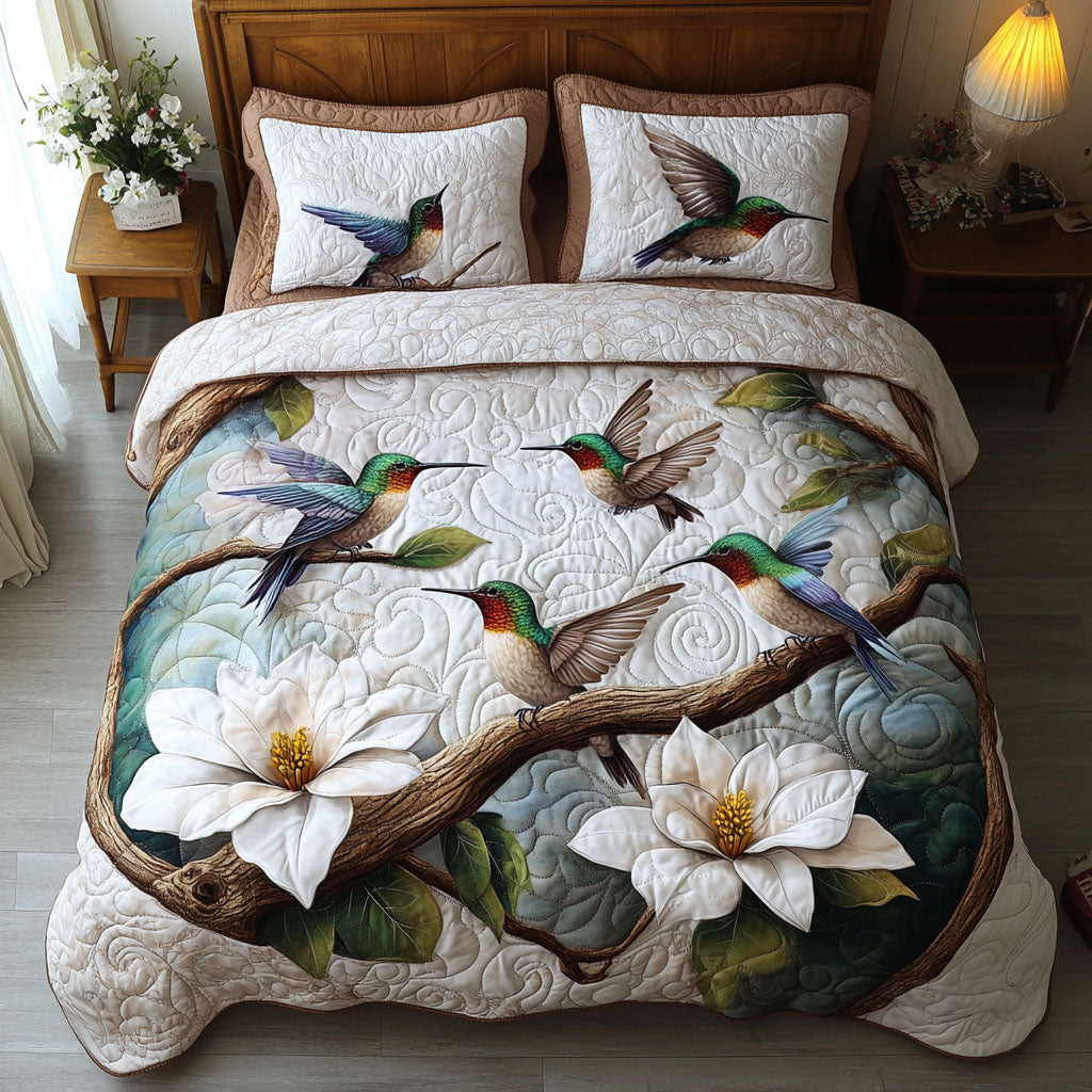 Hummingbird 3-delt quiltet sengetøjssæt