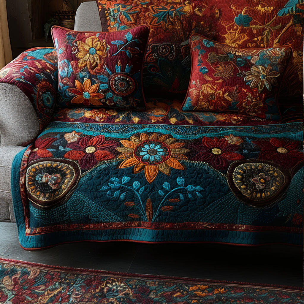 Boho Meadows Quilted Sofa Cover