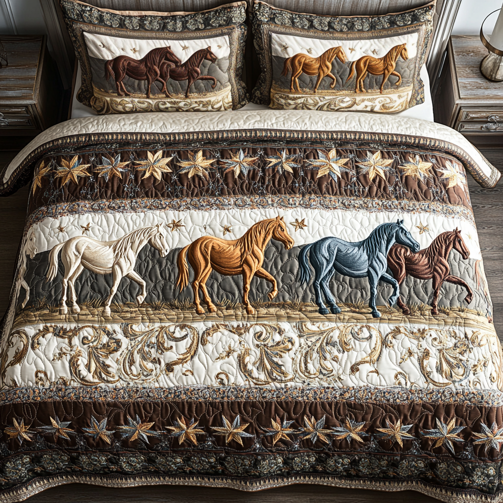Bridle Beauty 3-delt quiltet sengetøjssæt