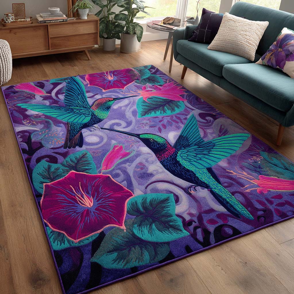 Bright Hummingbird Area Rug