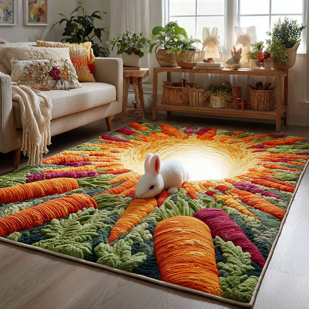 Bunny in Carrot Escape Area Rug