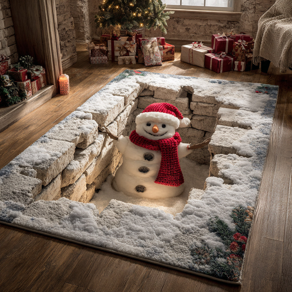 Buried Snowman Area Rug