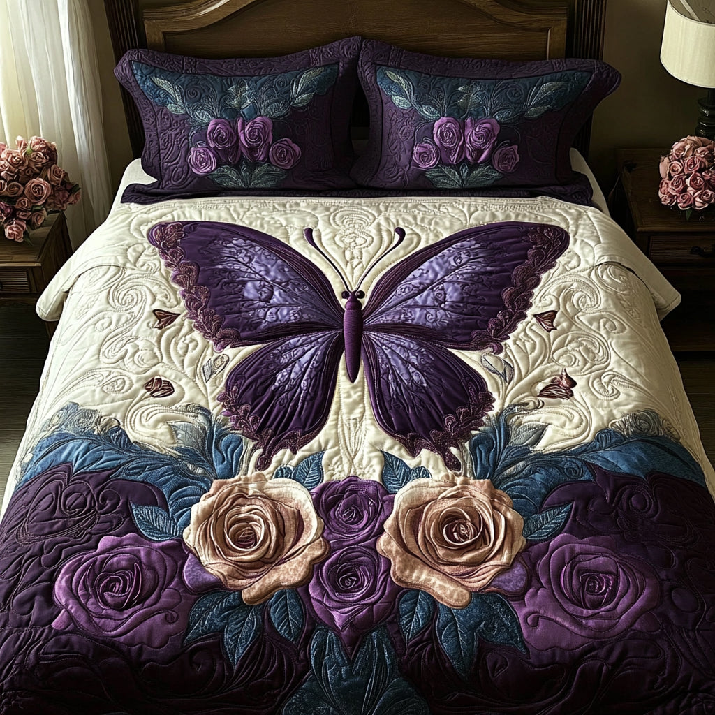 Butterfly Quilted Bedding Set