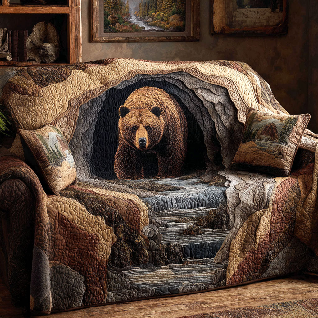 Canyon Bear Quilted Sofa Cover