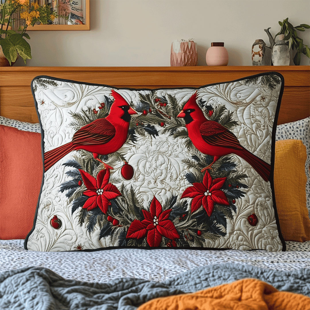 Cardinal Chorus Quilted Bedding Pillow Case