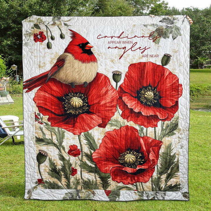 Cardinaler Visar Sig Når Engle Er Nær Kunst Quilt Ophæng