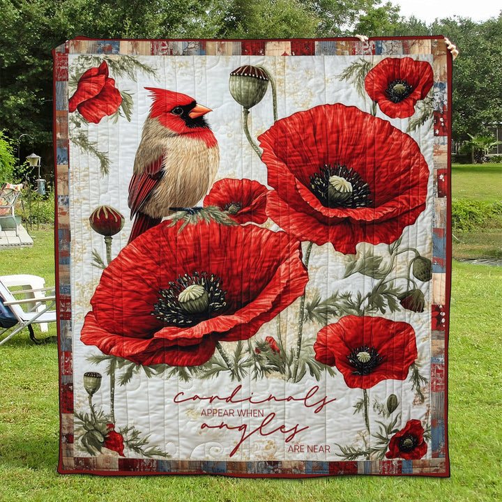 Cardinaler Visar Sig När Änglar Är Nära Kunst Quilt Hængende