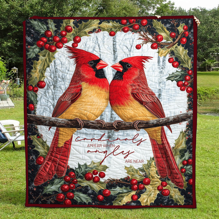 Cardinaler Visner Når Engle Er Tæt På Kunst Quilt Hængende