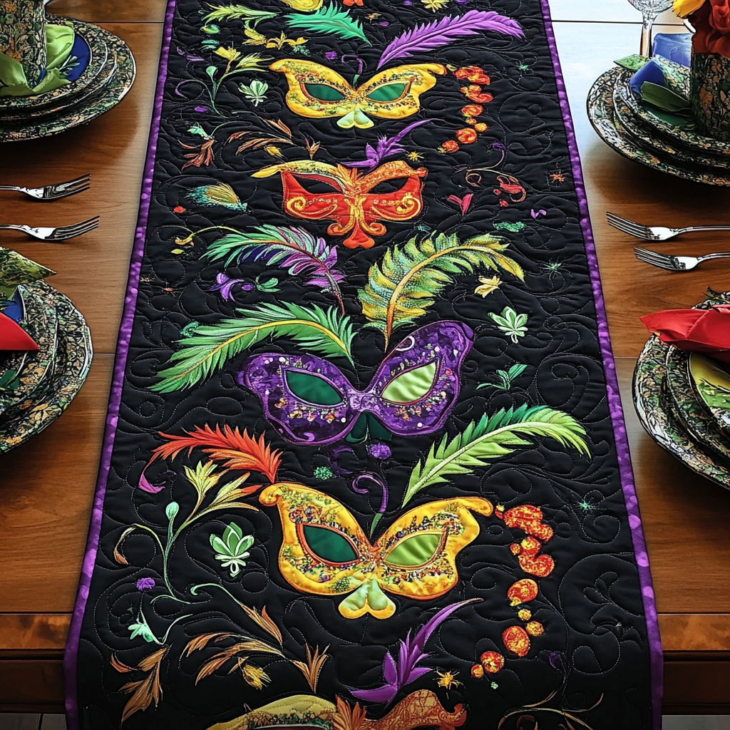 Mardi Gras Quiltet Bordløber