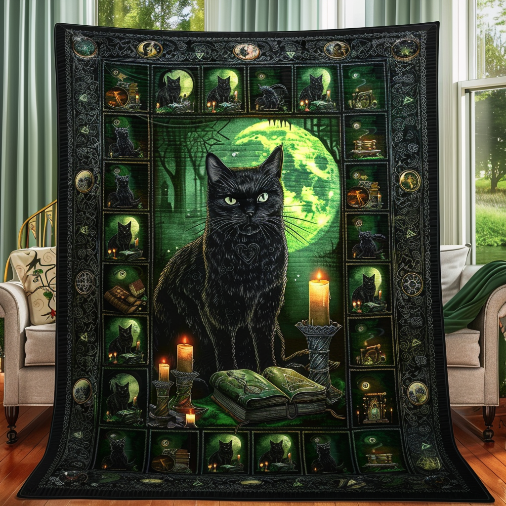 Celtic Magic Black Cats Quiltet Tæppe