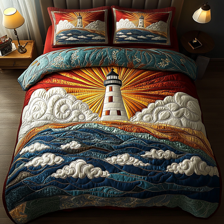 Lighthouse 3-delt quiltet sengetøjssæt