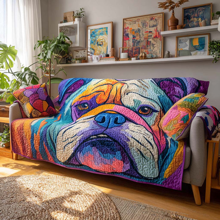 Bulldog Quilted Sofa Cover