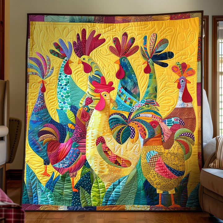 Farverig Cockcrow Kunst Quilt Hængende