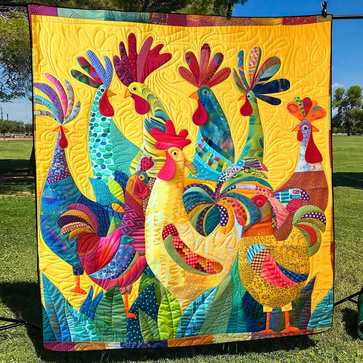 Farverig Cockcrow Kunst Quilt Hængende