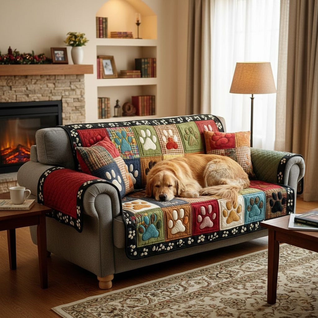 Farverig Pote Patchwork Quilted Sofa Dække