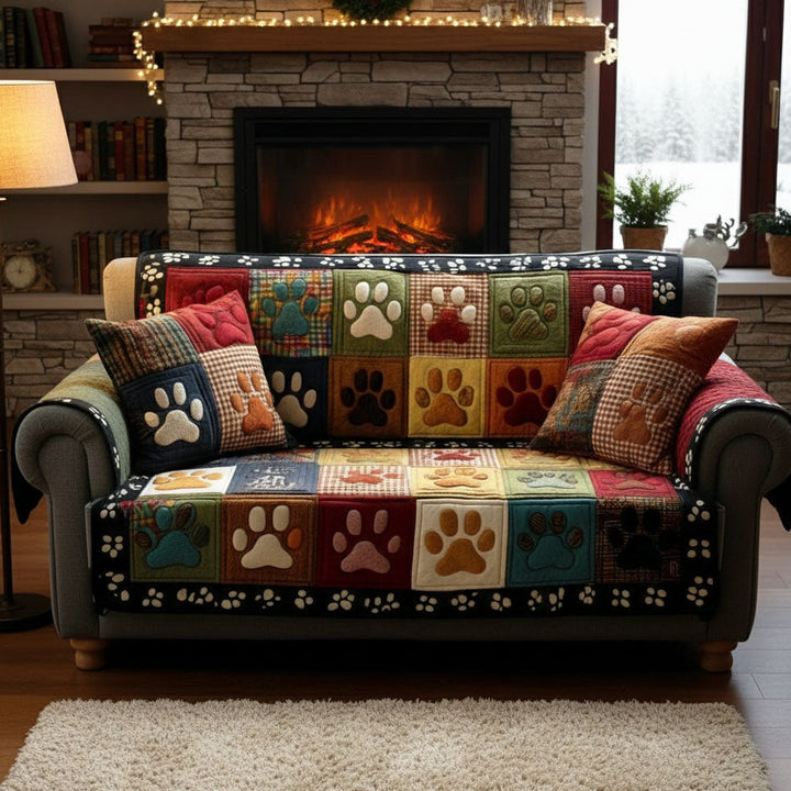 Farverig Pote Patchwork Quiltet Sofapude