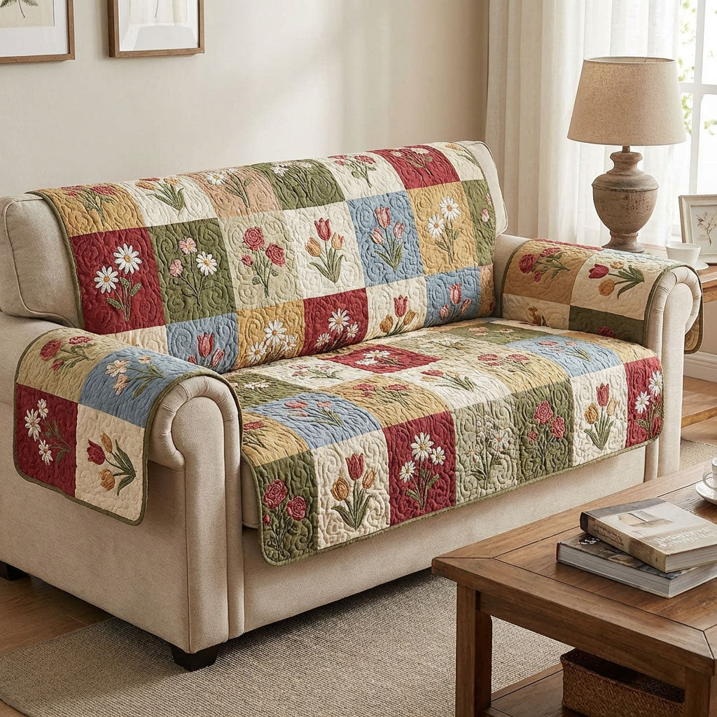 Cottage Patch Story Quilted Sofa Cover