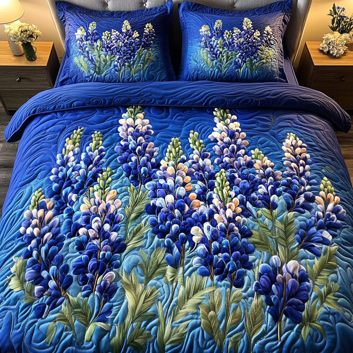 Bluebonnet 3-delt quiltet sengetøjssæt