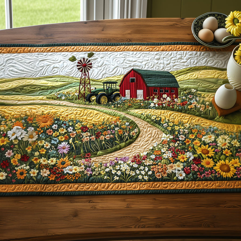 Land Friske Blomster Quilted Bordløber