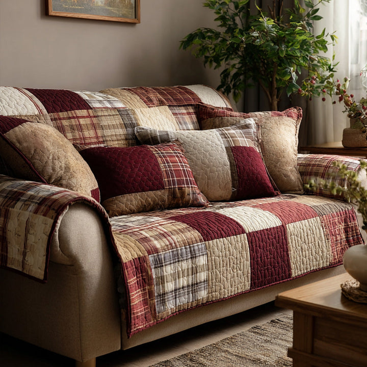 Farmhouse Patchwork Quilted Sofa Cover