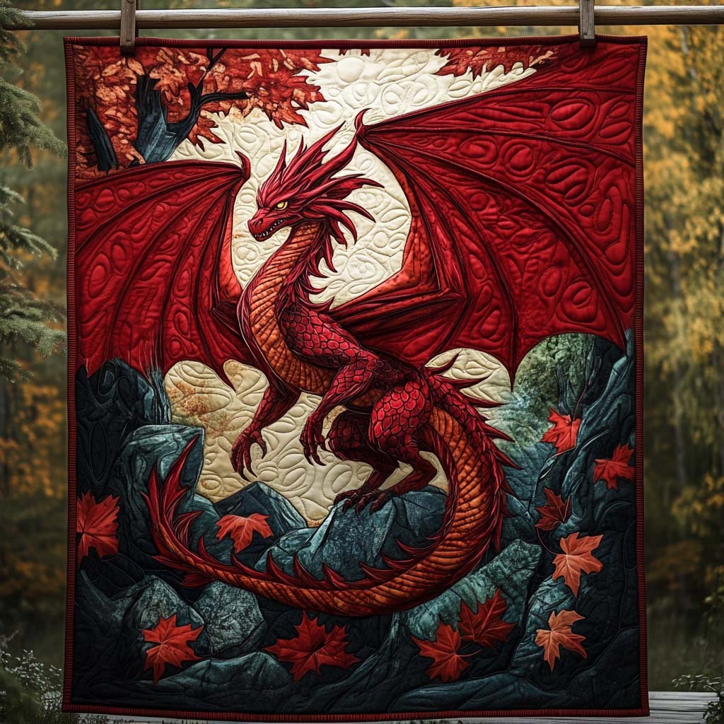 Crimson Blaze Quiltet Tæppe