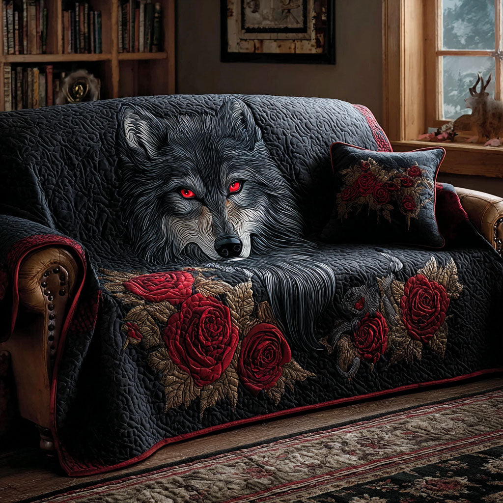 Wolf Quilted Sofa Cover
