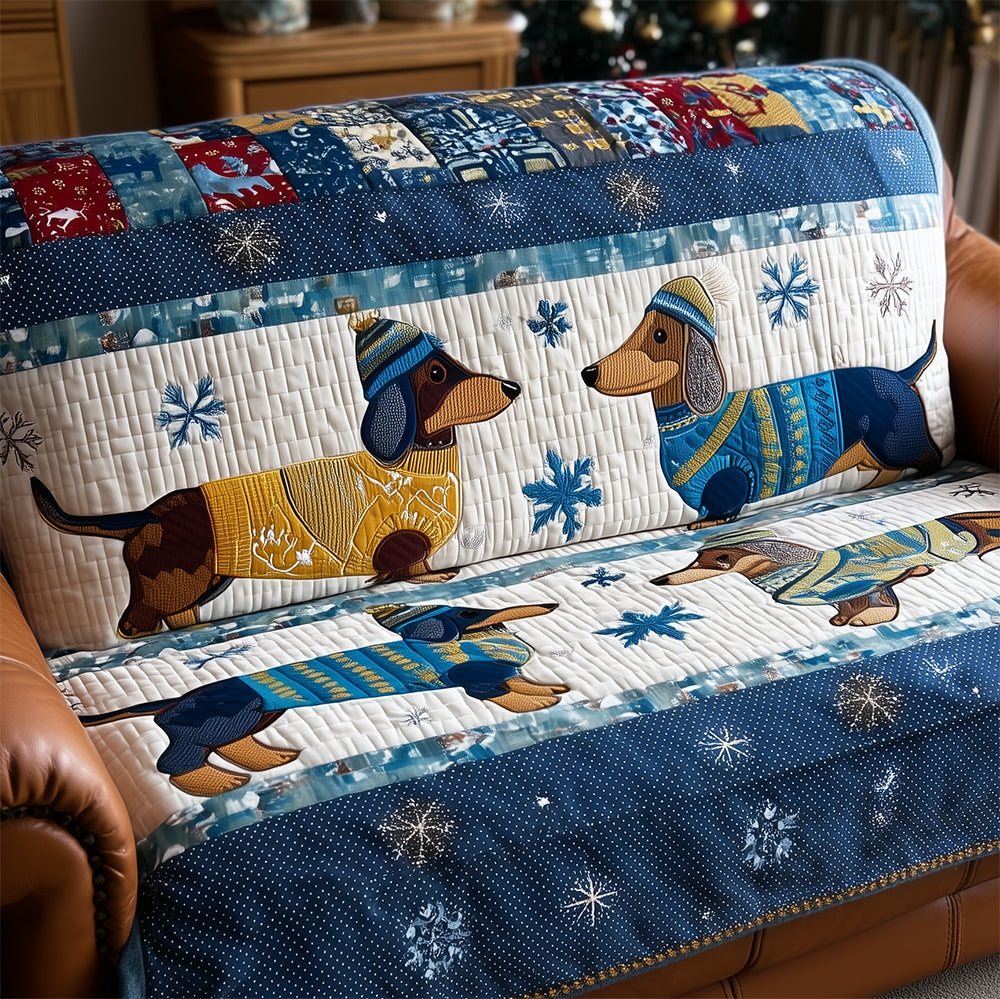 Dachshund Par Snuggles Quiltet Sofa Dække