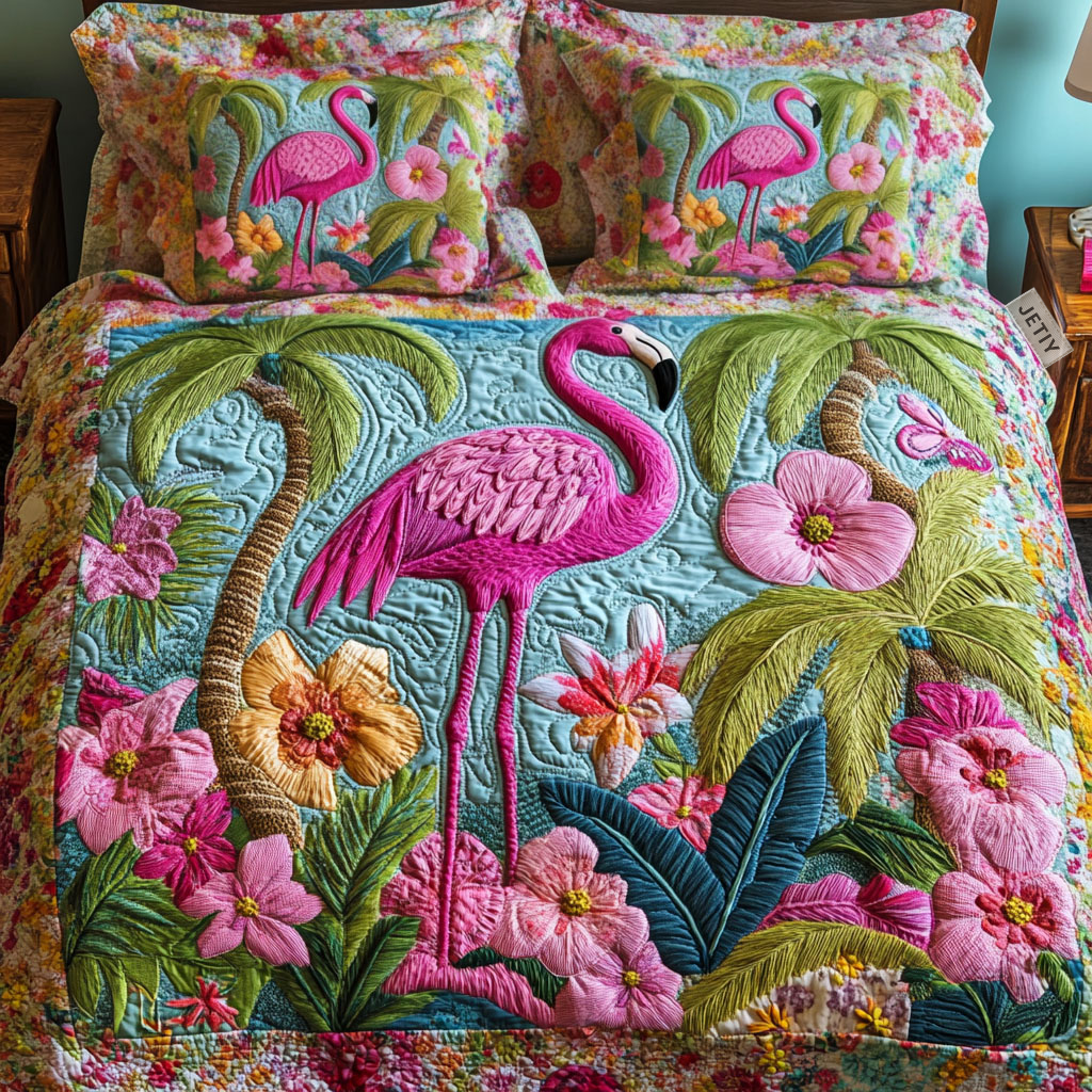 Flamingo Quiltet Sengetøj Sæt