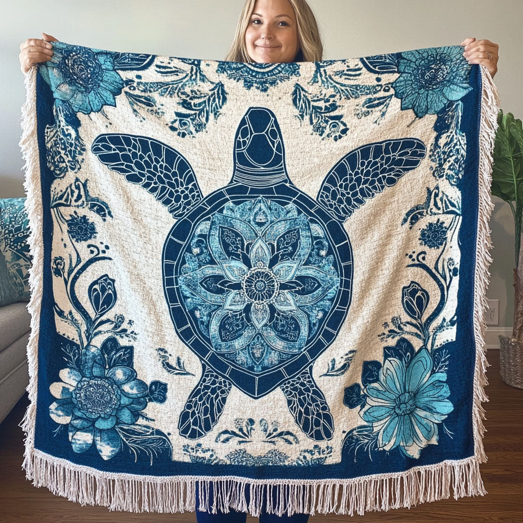 Deep Blue Wanderer Woven Sofa Blanket