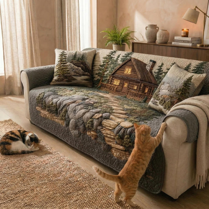 Dybt Skovånd Quilted Sofa Dække