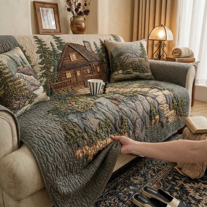 Dybt Skovånd Quilted Sofa Dække