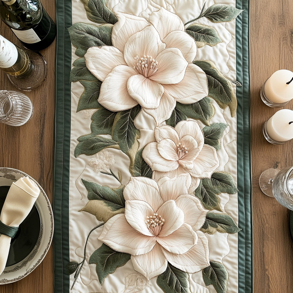 Magnolia Blomst Quiltet Bordløber