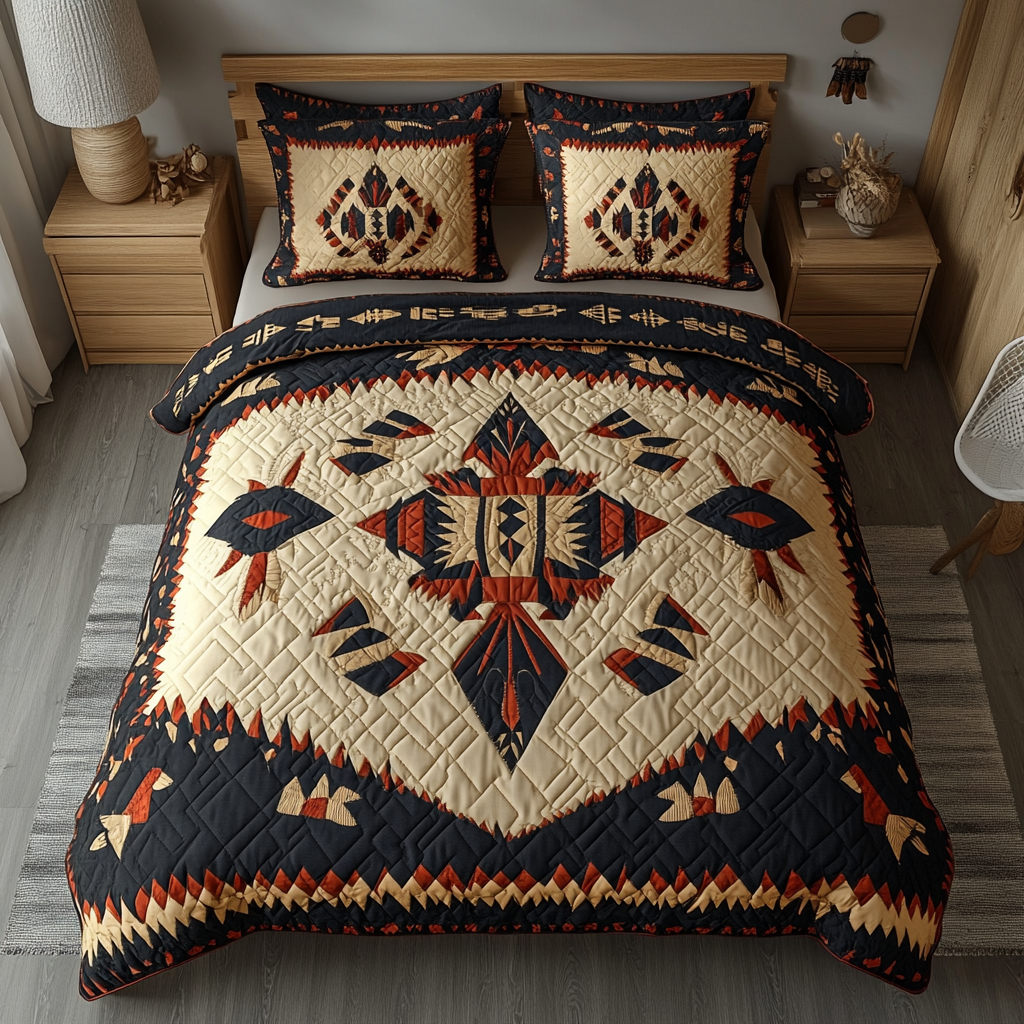 Native Pattern 3-Piece Quilted Bedding Set