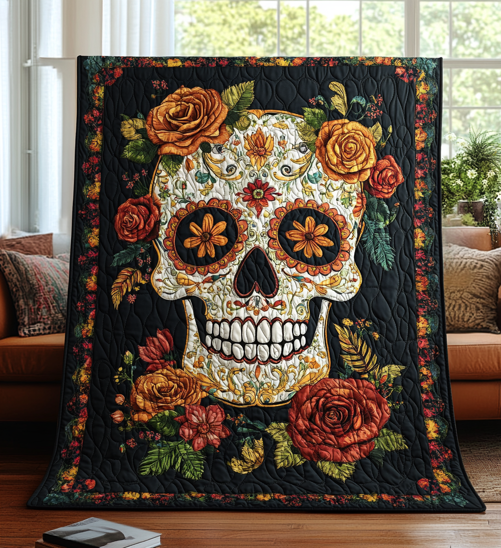 Dia De Los Muertos Quiltet Tæppe