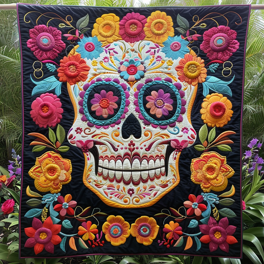 Dia De Los Muertos Quiltet Tæppe